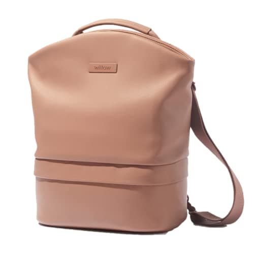 Willow Breast Pump Bag - Dusty Pink Cooler and Tote With Pockets, Convertible and Adjustable for Hands-Free Wearable Pumps, Wear as Backpack, Crossbody or Shoulder Bag