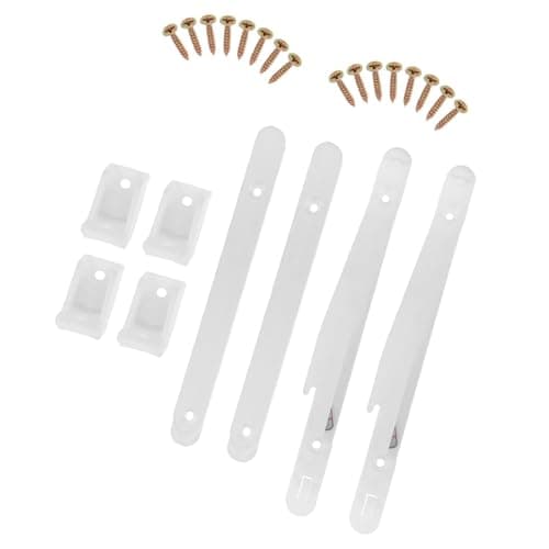CykTxei 2 Sets Adjustable Crib Rail Connector with Screws - White Plastic Lifting Rail Bracket Repair Kit for Nursery Crib, Easy Installation Drop Side Rail Replacement Parts