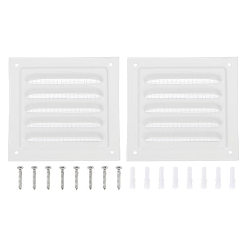 PATIKIL 4x4" Attic Vent Soffit Vent, 2 Pcs Aluminum Alloy Rectangular Floor HVAC Air Vent Covers Metal Return Grille Louver with Screen Mesh and Screw for Wall Ceiling Attic Doors Home