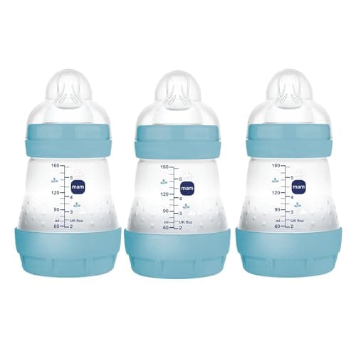 MAM Easy Start Anti-Colic Baby Bottle, Slow Flow, Breastfeeding-Like Silicone Nipple Bottle, Reduces Colic, Gas, & Reflux, Easy-to-Clean, BPA-Free, Vented Baby Bottles For Newborns, 0-3 Months