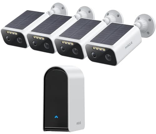 ANSQUE Security Cameras Wireless Outdoor, Solar Powered & 365-Day Battery Life Surveillance Camera for Home Security, 2K Color Night Vision, No Subscription, Local Storage, 5G & 2.4G Wi-Fi, 4 Cam Kit