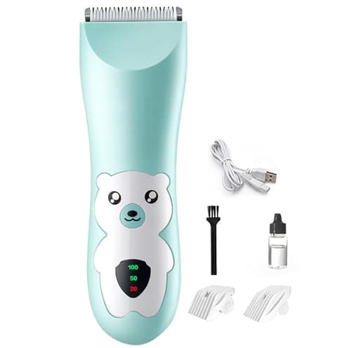 Electric Kids Hair Trimmer Kit for Baby Hair Clipper Set, Ultra Quiet Baby Hair Clipper Precise Trimming Cordless Rechargeable Cartoon Waterproof Hair Cutter with 2PCS Guide Combs