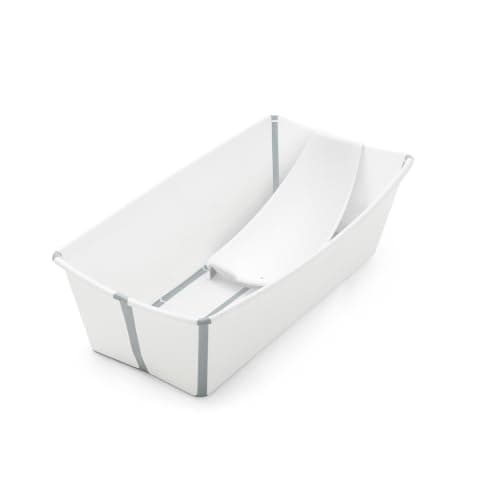 Stokke Flexi Bath X-Large Bundle, White - Spacious Baby Bathtub + Newborn Support - Lightweight, Foldable & Easy to Store - Best for Ages 0-6