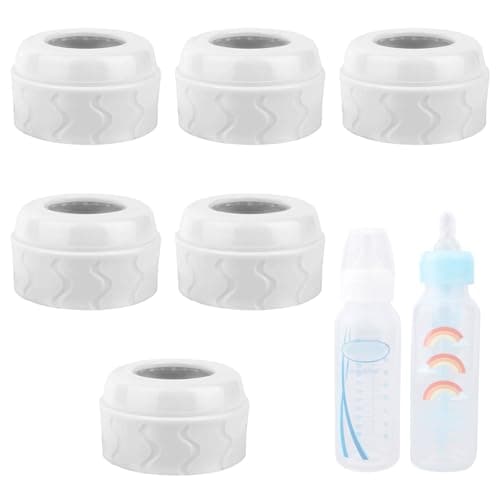 6pcs Replacement Bottle Nipple Collars Rings for Dr. Brown's Narrow Plastic & Glass Bottles 4oz & 8oz, No Leak BPA Free Caps Nipple Ring Collars Spill Proof Baby Feeding Parts Accessories (White)