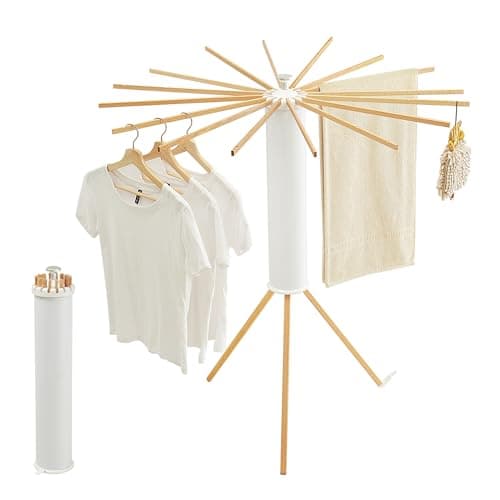Tripod Clothes Drying Rack, Garment Rack Portable and Foldable Space Saving Laundry Drying Rack - Clothes Rack Clothing Floor Folding Balcony Bedroom Household Wooden