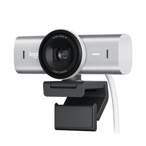 Logitech MX Brio Ultra HD 4K Collaboration, Streaming Webcam, 1080p at 60 FPS, Show Mode, Works with Microsoft Teams, Zoom, Google Meet, Nintendo Switch 2 New GameChat Mode - Pale Gray
