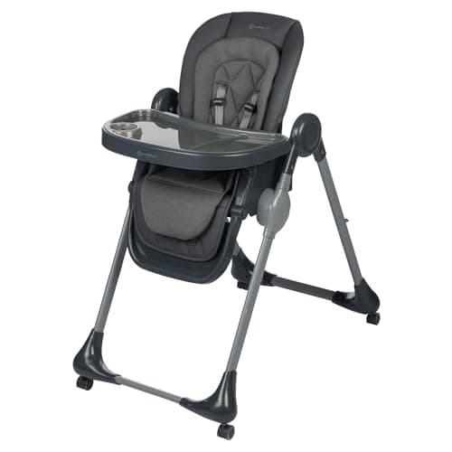 Safety 1st Olea 3-in-1 High Chair for Newborn to Toddler | Kitchen Booster Chair Mode, Adjustable, Recline, Easy-to-Clean Design, Swivel Wheels – Mineral Graphite