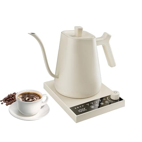 VAMBRIZO Electric Gooseneck Kettle, 600ml Pour Over Coffee Kettle with Temperature Control, 1000W Fast Boil, 5 Preset Temperatures for Coffee & Tea, 304 Stainless Steel, Auto Shut-Off
