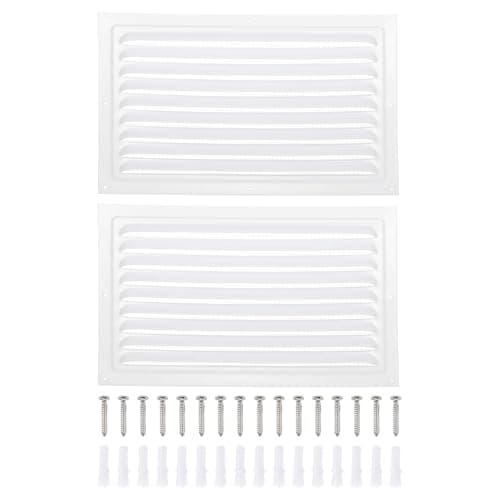 PATIKIL 8x12" Attic Vent Soffit Vent, 2 Pcs Aluminum Alloy Rectangular Floor HVAC Air Vent Covers Metal Return Grille Louver with Screen Mesh and Screw for Wall Ceiling Attic Doors Home