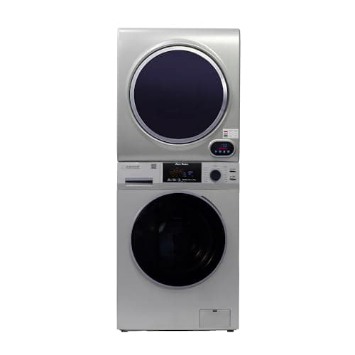 Equator Short Stack 110V Set Washer 13lbs+Digital Vented Sensor Dryer 3.5 cf (Silver) RV, Marine