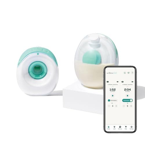 Willow Go - Hands Free Breast Pump - Wearable Breastfeeding Pump - Portable, Electric, Cordless, 9 Levels of Hospital Grade Suction Strength, App Compatible & Fits Fully in Bra, 21mm & 24mm Flange