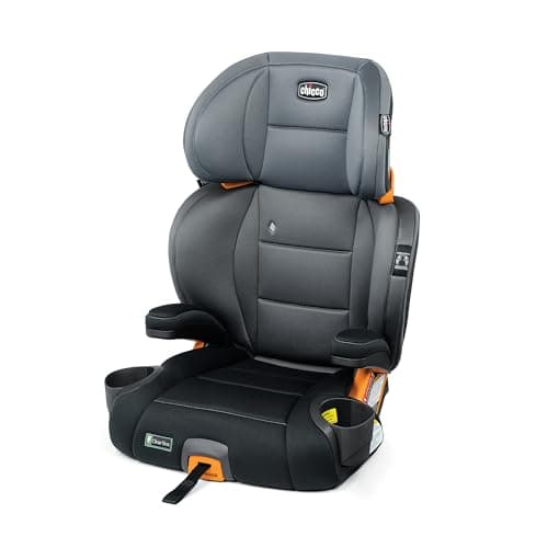 Chicco KidFit ClearTex Plus 2-in-1 Belt-Positioning Booster Car Seat, Backless and High Back Booster Seat, for Children Aged 4 Years and up and 40-110 lbs. - Shadow/Black & Grey