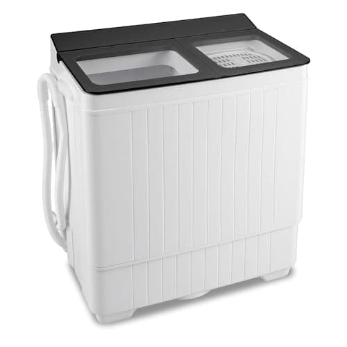 Giantex Portable Washing Machine, 26LBS Twin Tub Mini Compact Laundry Washer Spinner Combo with Drain Pump, 18Lbs Washer and 8Lbs Spinner for Apartments, RVs, Dorms, Gray+White