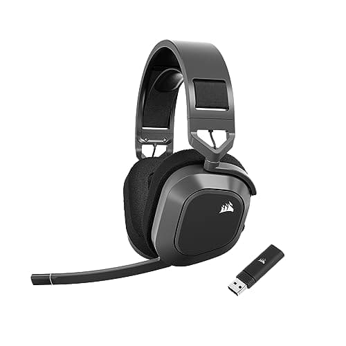 CORSAIR HS80 MAX Wireless Multiplatform Gaming Headset with Bluetooth - Dolby Atmos - Broadcast Quality Microphone - iCUE Compatible - PC, Mac, PS5, PS4, Mobile - Steel Gray