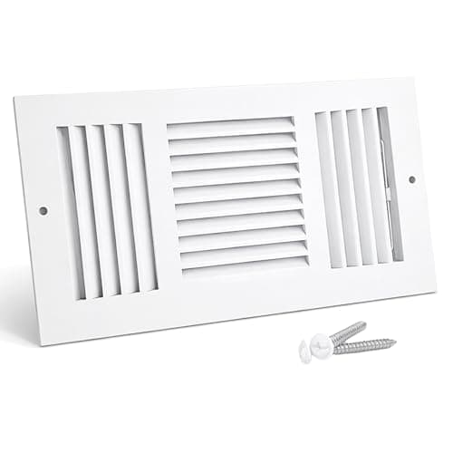 12 x 6 Inch (Duct Opening) White Air Vent Cover for Wall or Ceiling, Three-Way Ventilation Register, 14 Inch x 8 Inch (Overall Dimensions), Solid Steel HVAC Cover, THC612-WHT