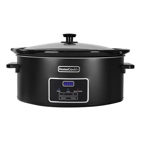HOMECOOKIN 8 Quart Programmable Slow Cooker, Kitchen Appliances, Perfect Kitchen Small Appliance for Family Dinners, Black Stainless Steel