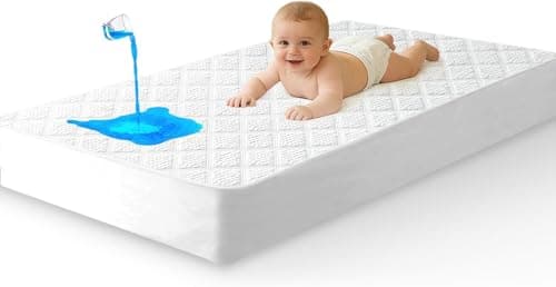 Premium Ultra Soft Crib Mattress Protector Waterproof Bassinet Mattress Pad Cover- Toddler and Baby Crib Fitted Cover -Washable and Breathable with 7 Inches Deep Skirt (White, 28" x 52") Gift Box