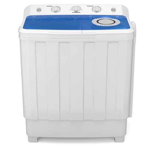 Zynkez Portable Washing Machine, 28Lbs Compact Twin Tub Laundry Washer with Built-in Drain Pump, Semi-Automatic 18Lbs Washer and 10Lbs Spinner Combo for Apartments, Dorms, RVs