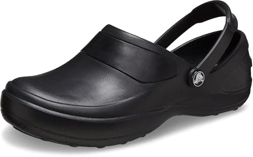 Crocs Women's Mercy Work Clogs, Slip Resistant Work Shoes, Black/Black, 10
