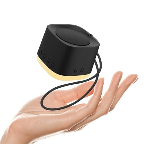 Portable Mini White Noise Sound Machine for Travel – Amber Breathing Night Light, 16 Soothing Sounds, 30-Hour Rechargeable Battery, Timer & Memory for Baby, Adult Sleep, Office Privacy (Black)