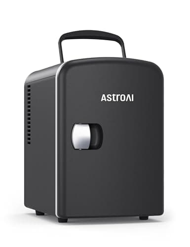 AstroAI Mini Fridge 4 Liter/6 Cans Makeup Skincare Fridge Portable Cooler and Warmer Little Tiny Fridge for Bedroom (Black)