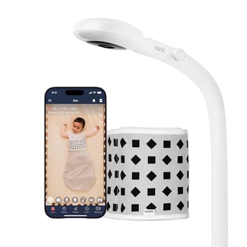 Nanit Pro Smart Baby Monitor & Floor Stand with Breathing Band, 1080p Wi-Fi Video & Sound Camera, Sleep Coach & Breathing Motion Tracker, 2-Way Audio, iOS and Android Compatible - White