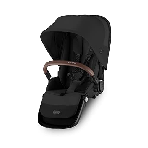 Cybex Gazelle/e-Gazelle S 2 Second Seat – Reclining Seat, Up to 50 lbs, Infant & Toddler, Easy Installation, Comfortable & Secure, Moon Black with Brown Bumper Bar