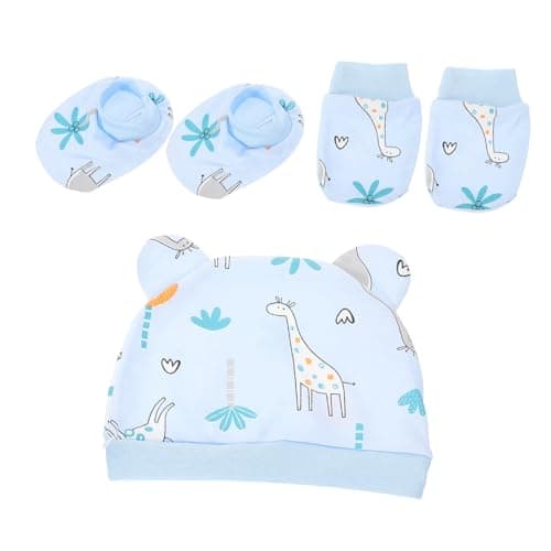 DECHOUS Newborn Hat and Mittens Set for Babies Cotton Soft and Comfortable Elastic Design for Baby