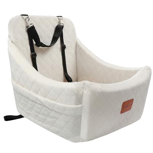 WOOAIDAGG Dog Car Seat for Medium Sized Dog,Pet Travel Car Bed with Seat Belt Channle,Fully Detachable and Washable Car Dog Seat with Adjustable Straps,3 Straps Easy to Install (Beige, Medium)