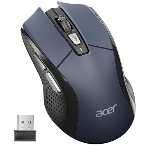 acer Wireless Mouse for Laptop, 2.4GHz Computer Mouse, 4000 DPI Office Cordless USB Mice with USB-A Receiver, 6 Buttons, 5 Adjustable DPI, Medium to Large Sized Hands for PC, Laptop, Desktop