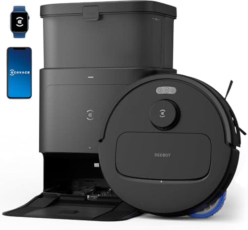 ECOVACS DEEBOT N30 Omni Robot Vacuum and Mop, 10000Pa Suction, TruEdge Adaptive Edge Mopping, ZeroTangle 2.0 Technology, Self-Emptying, Hot Air-Drying, Auto-Lift Mopping, Obstacle Avoidance