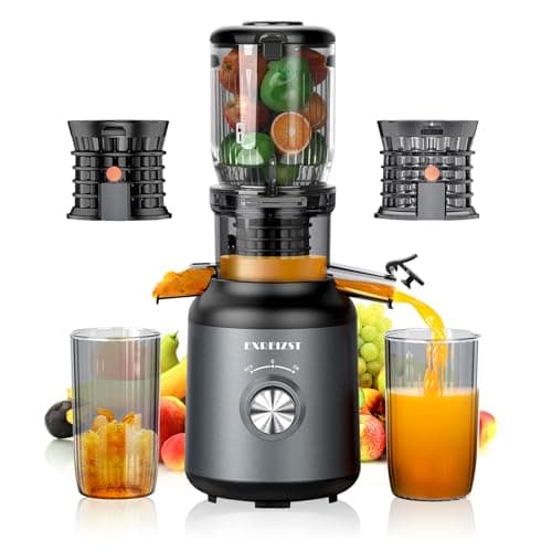 Juicer Machine, Cold Press Juicer with 4.2'' Feed Chute, Fit Whole Fruit and Vegetable Slow Juice Extractor, 250W Masticating Juicer Easy to Clean, High Juice Yield, BPA Free (Grey)