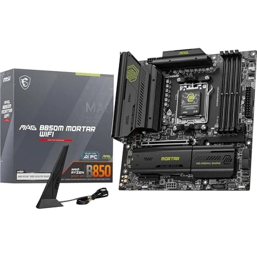 MSI MAG B850M Mortar WiFi, mATX - Supports AMD Ryzen 9000/8000 / 7000 Processors, AM5 - DDR5 Memory Boost (8200+ MT/s OC), PCIe 5.0 x16 & 4.0 x4, M.2 Gen5, Wi-Fi 7, 5G LAN