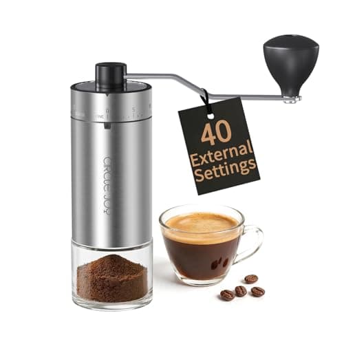 CIRCLE JOY Manual Coffee Grinder with 40 Gear Settings, Stainless Steel