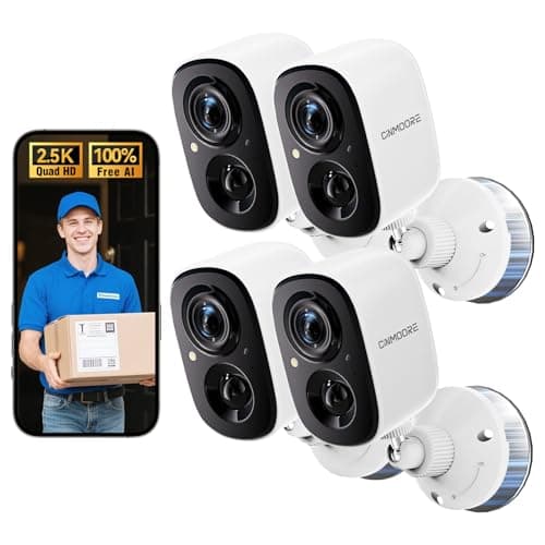 2.5K Wireless Magnetic Home Security Cameras Outdoor 4-Pack, Non-Subscription AI Person Detection, 4MP Color Night Vision, Full Duplex 2-Way Audio, IP66 Waterproof Battery Powered, Sound & Light Alarm