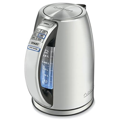 Cuisinart PerfecTemp 1.7L Cordless Electric Tea Kettle, 1500W Fast Heat-Up, 6 Preset Temperatures, 30-Min Keep Warm, Stay-Cool Nonslip Handle, Brushed Stainless Steel (CPK-17C)