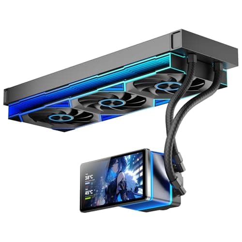 Jungle Leopard ProFlow 360mm ARGB Black AIO CPU Cooler-Water Liquid Cooling System|5.5-Inch LCD Screen| RGB Infinity Fans|2000RPM PWM Cooler Fans|for Intel LGA1851/1700/1200/115X AMD AM4/AM5(Black)