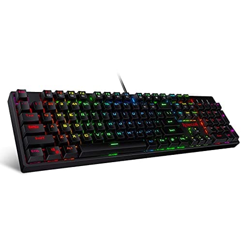 Redragon K582 SURARA RGB Gaming Keyboard, 104 Standard Layout N-Key Rollover Mechanical Keyboard Built-in Linear & Quiet Red Switches, Ergonomic Design and Fast Actuation for Typing and Gaming