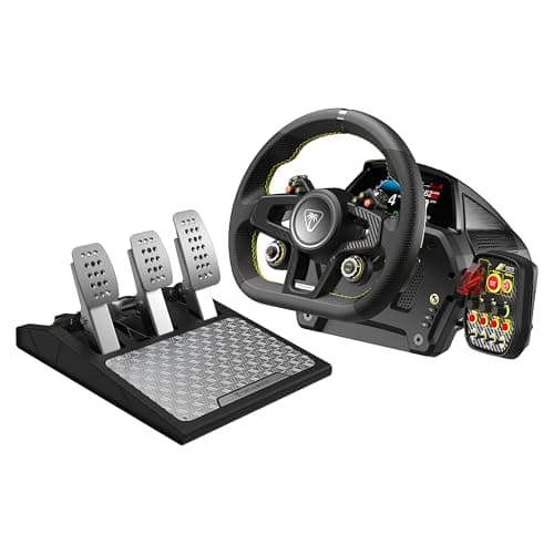 Turtle Beach VelocityOne Race Wheel & Pedal System Licensed for Xbox Series X|S, Xbox One, Windows 10 & 11 PCs – Force Feedback, Three Pedals & Magnetic Paddle Shifters, Hall Effect Sensors