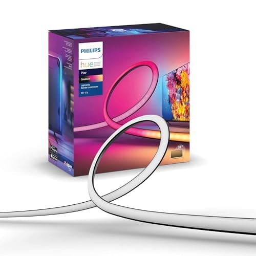 Philips Hue 55" Smart TV Light Strip - White and Colour Ambiance LED Colour-Changing TV BackLight - Sync with TV, Music, and Gaming - Requires Bridge and Sync Box - Control with App or Voice Assistant