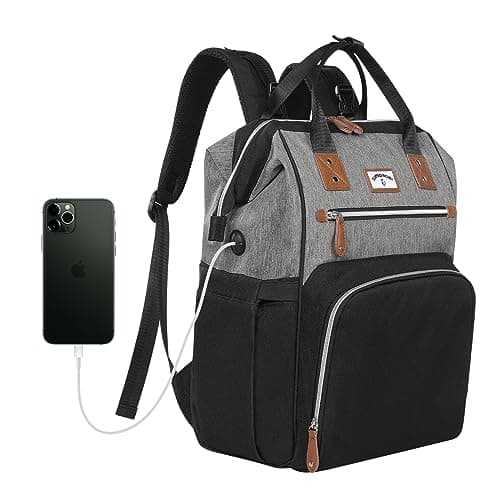 SUPROMOMI Diaper Bag Backpack:Large Tote Diaper bag for Mom, Men's Diaper Backpack, Women's Shoulder Mommy Bag, Nappy bag for mom and dad Black Grey…