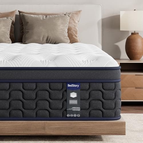 BedStory Queen Mattress 12 Inch, Premium Medium Firm Hybrid Mattresses, Queen Bed in a Box for Fiberglass-Free, Motion-Isolation & Pressure Relief, CertiPUR-US Certified, 365-Night Trial