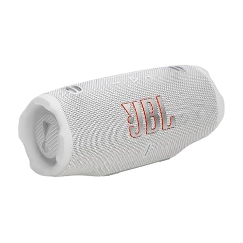 JBL Charge 6 - Portable Waterproof & Drop-Proof Bluetooth Speaker, Bold Pro Sound with AI Sound Boost, 28Hrs of Playtime, Built-in powerbank & Comes with a Sturdy/Removable Carrying Strap (White)