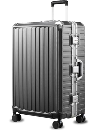 LUGGEX 28 Inch Luggage Suitcase, Aluminum Frame Polycarbonate Hard Shell Suitcase for Travelling, 29.5 x 20.3 x 12.2 Inch, ZX-Core, Charcoal Metallic