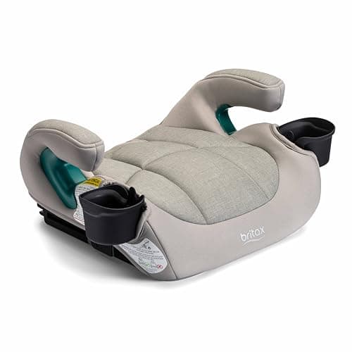 Britax UpNGo Click Backless Booster Car Seat with Rigid LUAS, Lightweight and Portable Travel Booster with Slim Design and PosturePlus, Accommodates Kids up to 120 Lbs and 63” – Parchment