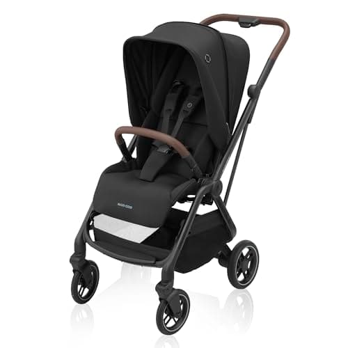 Maxi-Cosi Leona Ultra-Compact Lightweight Stroller – City Travel Stroller with One-Hand Fold, Reversible Reclining Seat, Adjustable Height, Shock-Absorbing Suspension, Large Canopy & Car Seat Compatibility