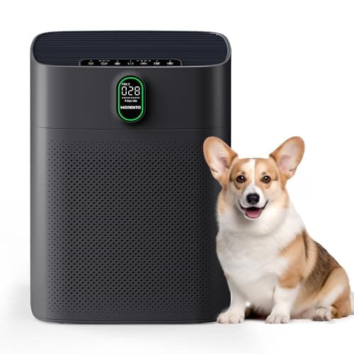 MORENTO Air Purifiers for Bedroom Home Large Room up to 1076 Sq Ft PM 2.5 Display Air Quality Sensor True HEPA Air Filter Remove the Pet Hair with Double-sided Air Inlet, 24db, Black, 1 Pack