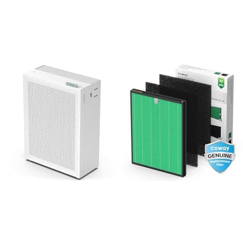 Coway Airmega 150 True HEPA Air Purifier (Dove White) + Replacement Filter Set (Max 2 Green True HEPA and Active Carbon Filter)