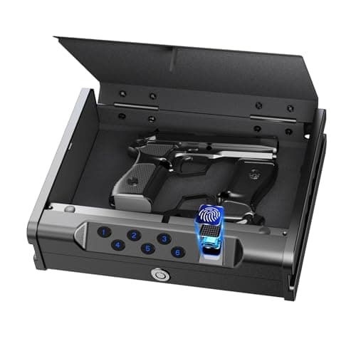 teentan Biometric Gun Safe for Pistols - Quick-Access Handgun Safe with Fingerprint & Digital Keypad | Fits 2 Pistols | Silent Mode, Heavy-Duty Steel for Home, Nightstand, Car, and Bedside
