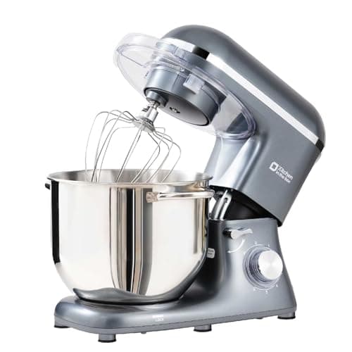 Kitchen in the box Stand Mixer, 8QT High-Capacity Kitchen Mixer, 900W 6-Speed Dough Mixer, with Egg Whisk,Dough Hook,Beater for Home Baking (Gray, 8QT)